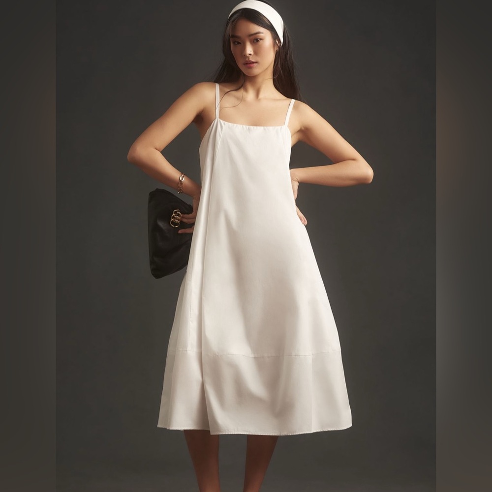 Self Contrast Bare Sleeveless Mini Dress - White